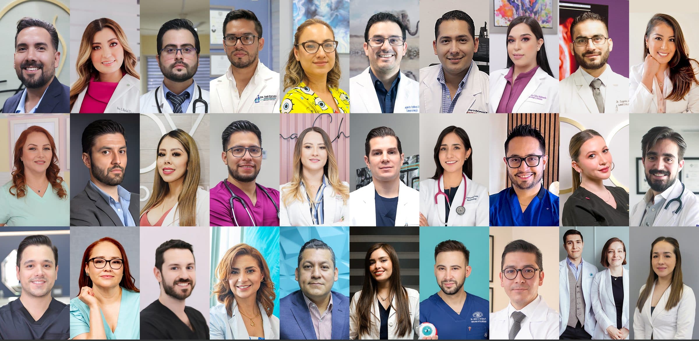 Collage de proyectos de marketing médico realizados por Guía Salud México